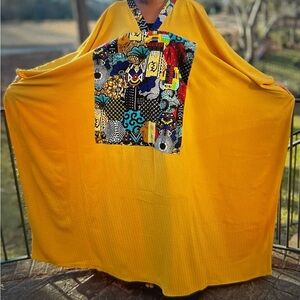 Vibrant Yellow Maxi Dress with Patchwork Design
